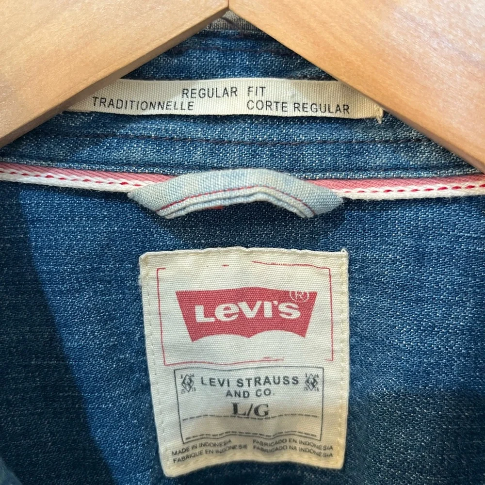 Levi’s Men’s Chambray Button Down Shirt Workwear‎ Anchor Cuff Buttons Size L